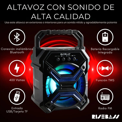 Altavoz Bluetooth Portátil Inalámbrico (con Luces LED)