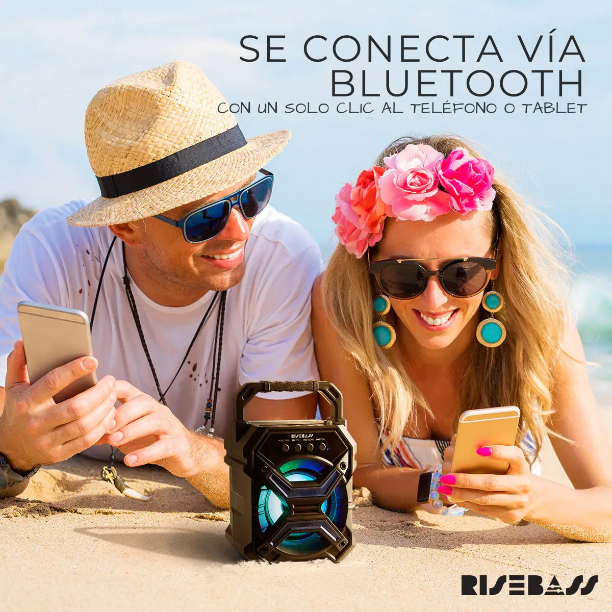 Altavoz Bluetooth Portátil Inalámbrico (con Luces LED)